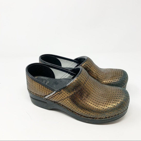Dansko Bronze Sequin Slip On Clogs Professional - Picture 1 of 8
